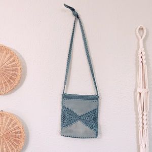 Navy boho knitted bag